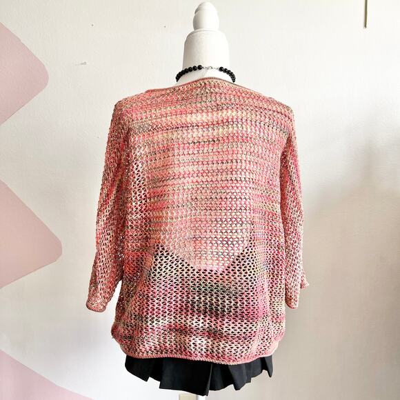 Orange Crochet Knit Top, Boho, Coastal Cowgirl, Hippie, 70s Vintage,Artsy, Large - Picture 2 of 3